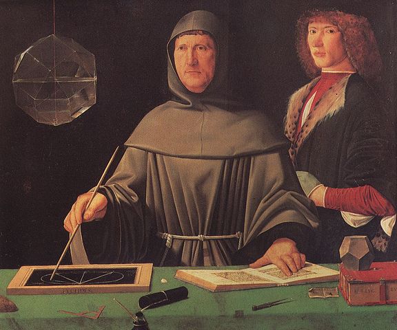 Portrait of Luca Pacioli, traditionally attributed to Jacopo de' Barbari, 1495 (Source: Wikipedia)