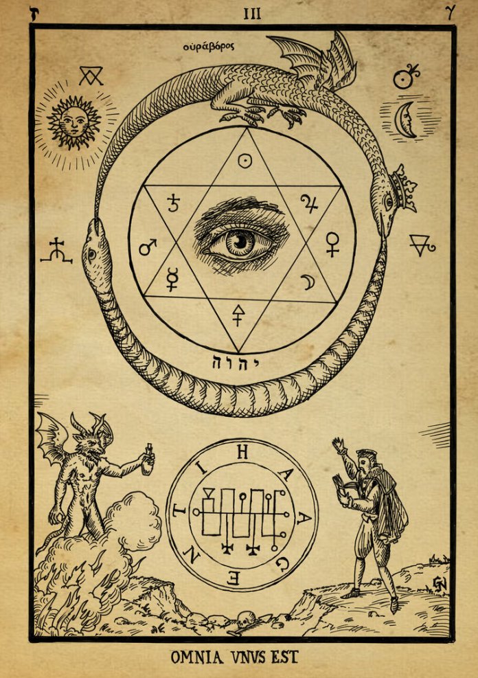 alchemy_woodcut_omnia_unus_est_by_dashinvaine-d62hzol