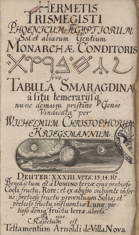 The Emerald Tablet, a key text of Western Alchemy, in a 17th-century edition (Source: Wikipedia)