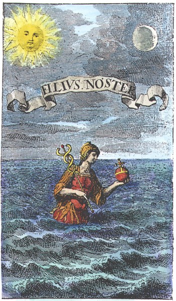 Mercury emerging from the sea, JE Muller_Wunder-materia, 1707