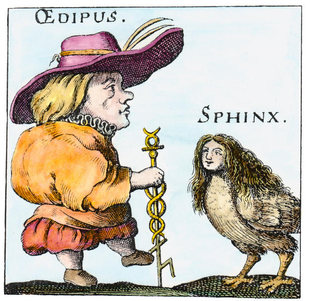 Oedipus - Sphinx - Frontispiece from J. J. Becher Institutiones chimicae prodromae, Frankfurt, 1664